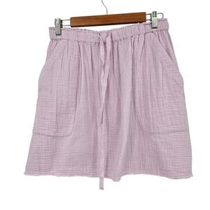 Lilla Women's Skirt Elastic Waist Drawstring Pockets Textured Light Pink